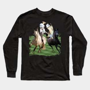 Cat Playing Polo Cats Riding Horse Funny Long Sleeve T-Shirt